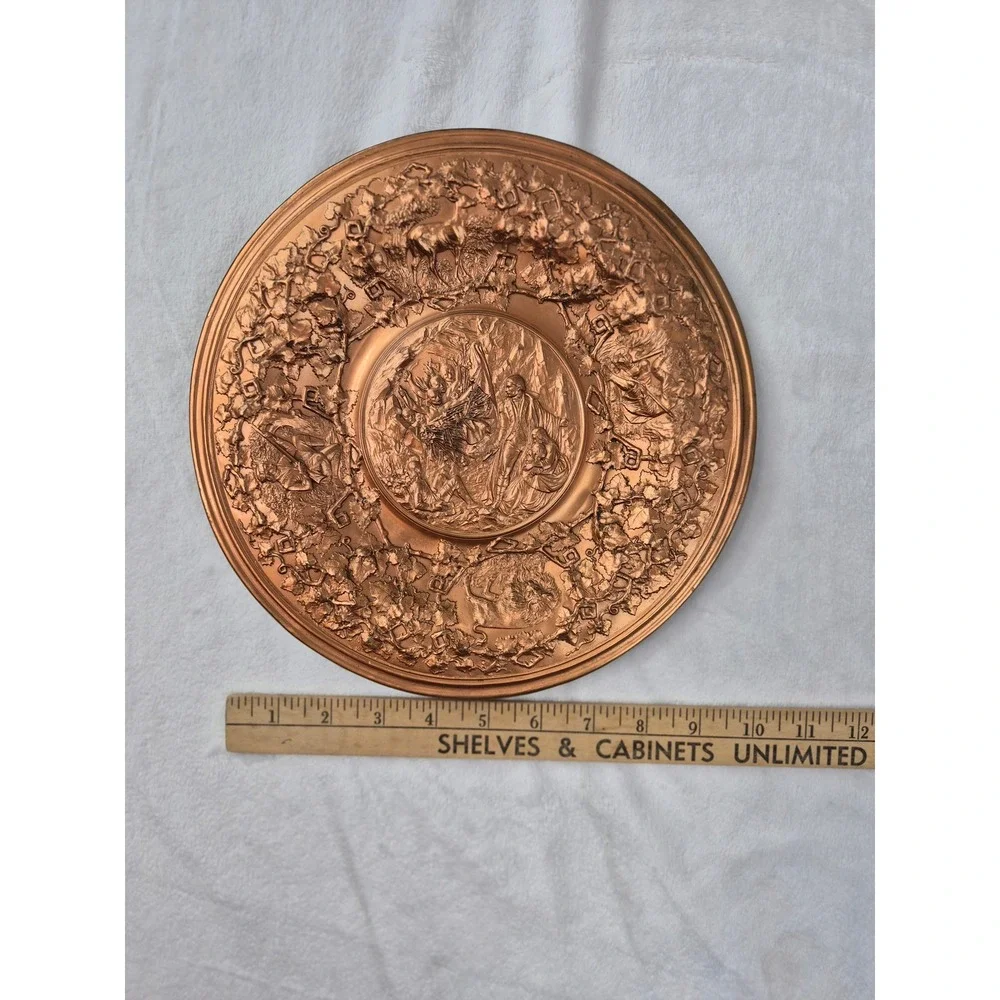Repoussé‎ Antiqued Copper Wall Plate 10